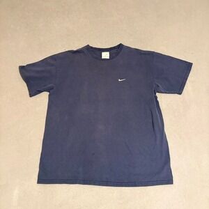 90s Navy blue Nike tee with white embroidered tick nike Size XL Made in Mexico